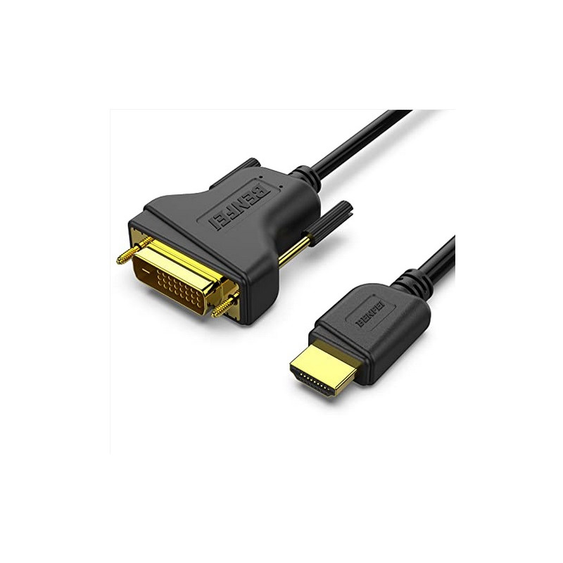 HDMI to DVI, Bi Directional DVI-D 24+1 Male to HDMI Male High Speed Adapter Cable Support 1080P Full HD - 1.8M