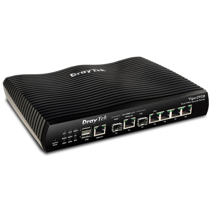 Router: 10G Dual-WAN VPN Security Router - 1x 1GbE Ethernet, 1x 10GbE Ethernet, 1x 10G SFP, 3x 1GbE RJ-45, 1x 2.5GbE RJ-45, 50x