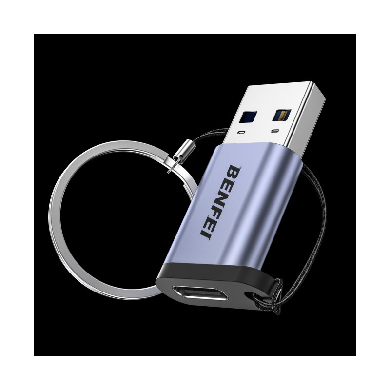 USB-A3.0 to Type-C Adapter Male to Female Supporting 5V 3A Charging and 10Gbps Data Transmit