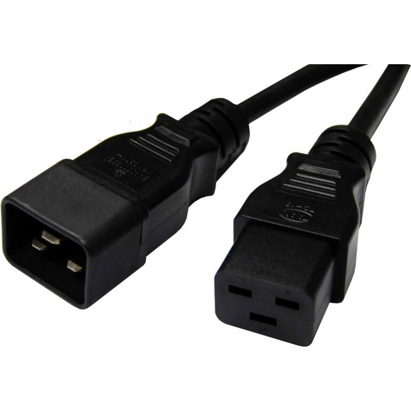 Extension Cable: 3m 15A IEC C19 Male to IEC C20 Female for UPS PDU PC Servers Rack-mount Power Distribution Units