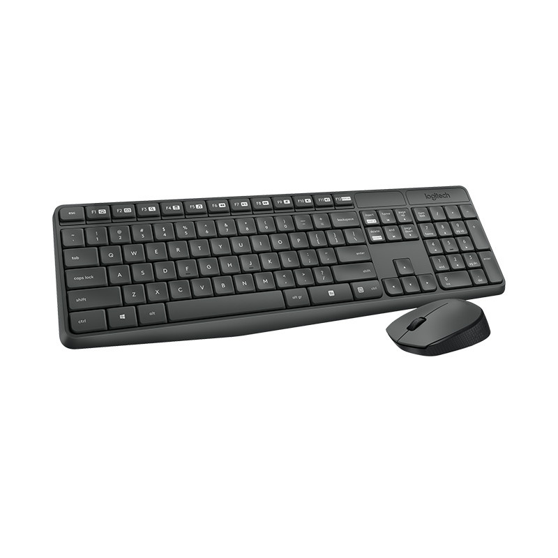 Keyboard & Mouse: MK235, Full-Size Wireless Combo - Black
