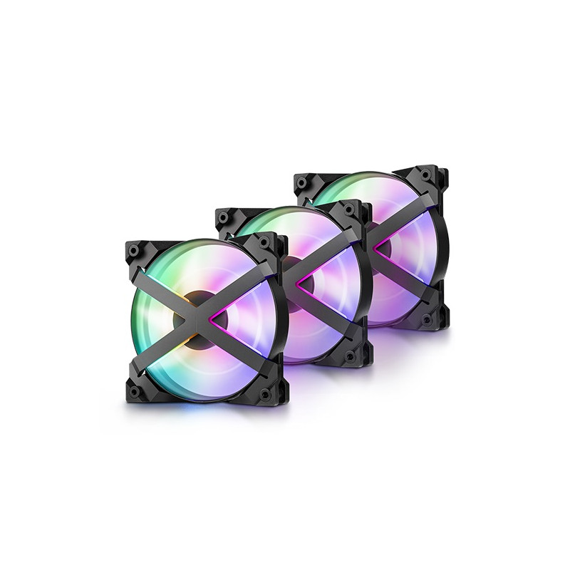 120mm Fan: DeepCool MF120 - Black (3-Pack) 120mm ARGB PWM, 500~1800 RPM, 35 dB(A), RGB Controller Included