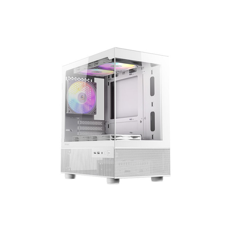 Mini-Tower Case: Antec CX200M RGB Elite - White5x 120mm RGB Fans, 2x USB 3.0, Headphone + Mic Combo Jack, Tempered Glass Side &